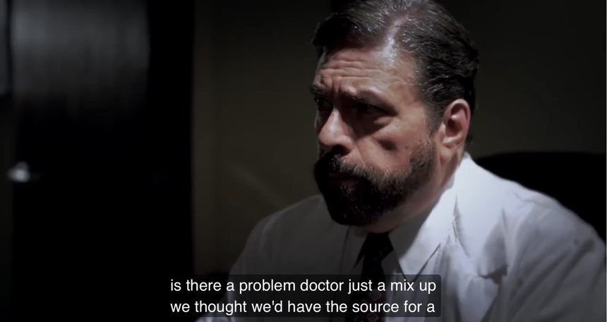 Dennis Bonilla as the Scientist in The Alien Tequila Chronicles — still from the film
