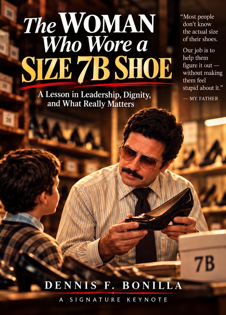 The Woman Who Wore a Size 7B Shoe — A Lesson in Leadership, Dignity, and What Really Matters, a signature keynote by Dennis F. Bonilla